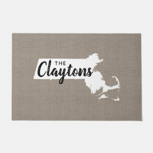 Massachusetts Family Monogram State Doormat