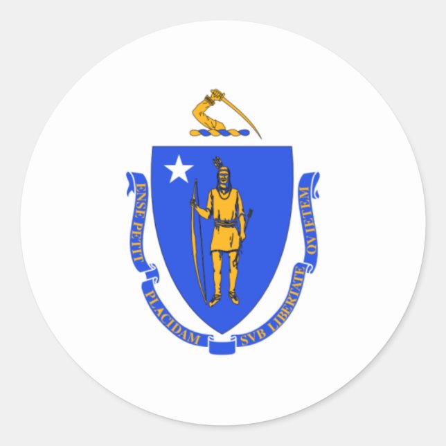 Massachusetts Flag Classic Round Sticker (Front)