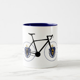 Massachusetts Flag Cycling Two-Tone Coffee Mug