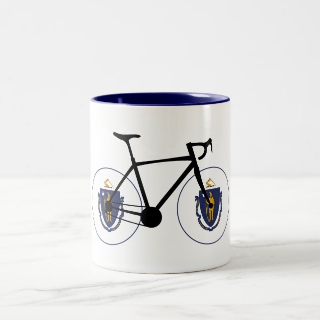 Massachusetts Flag Cycling Two-Tone Coffee Mug (Center)