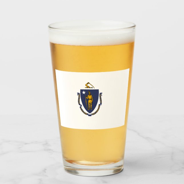 MASSACHUSETTS FLAG GLASS (Front Filled)