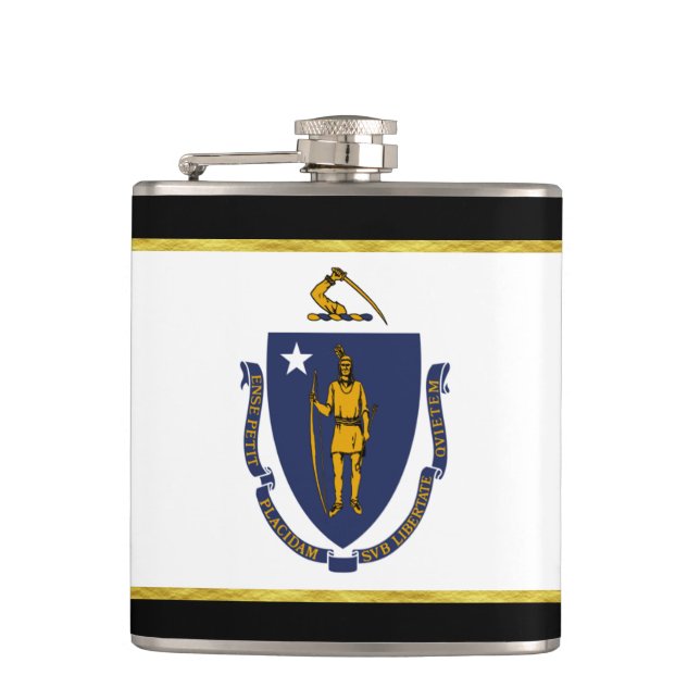 Massachusetts flag hip flask (Front)