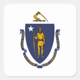 Massachusetts flag square sticker