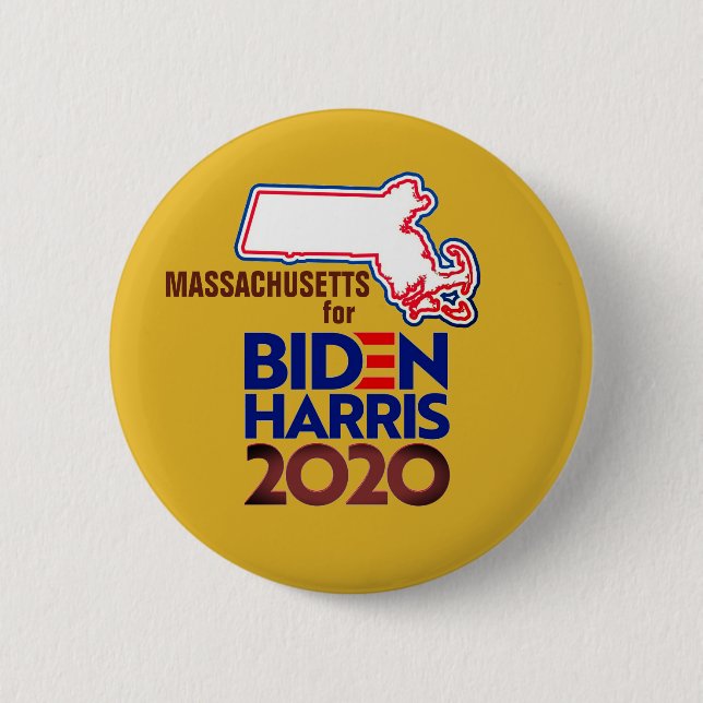 Massachusetts for Biden Harris 2020 2 Inch Round Button (Front)