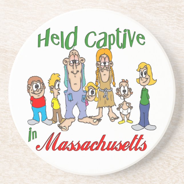 Massachusetts Funny Trailer Park Sandstone Coaster (Front)