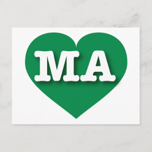 Massachusetts Green Heart - I love MA Postcard
