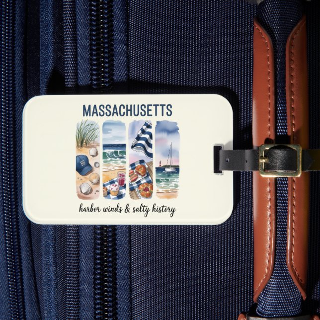Massachusetts – Harbour Winds & Salty History Luggage Tag (Front Insitu 4)