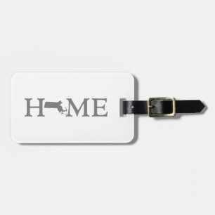 Massachusetts Home Map Shaped Letter Word Art Luggage Tag