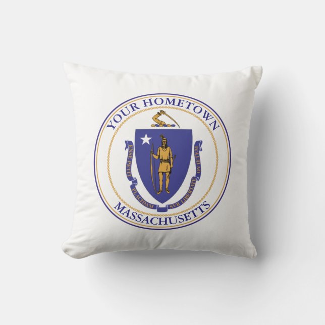 Massachusetts Hometown Personalize Throw Pillow (Front)