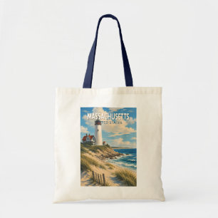 Massachusetts Illustration Travel Art Vintage Tote Bag