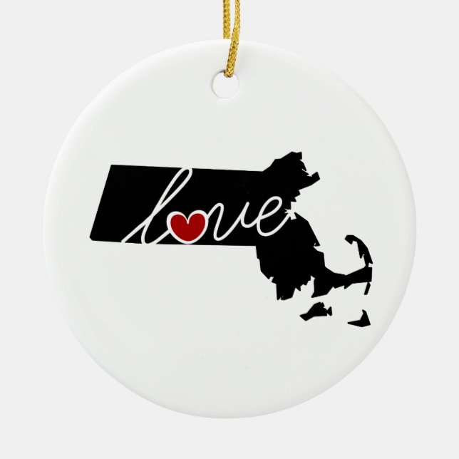 Massachusetts Love!  Gifts for MA Lovers Ceramic Ornament (Front)