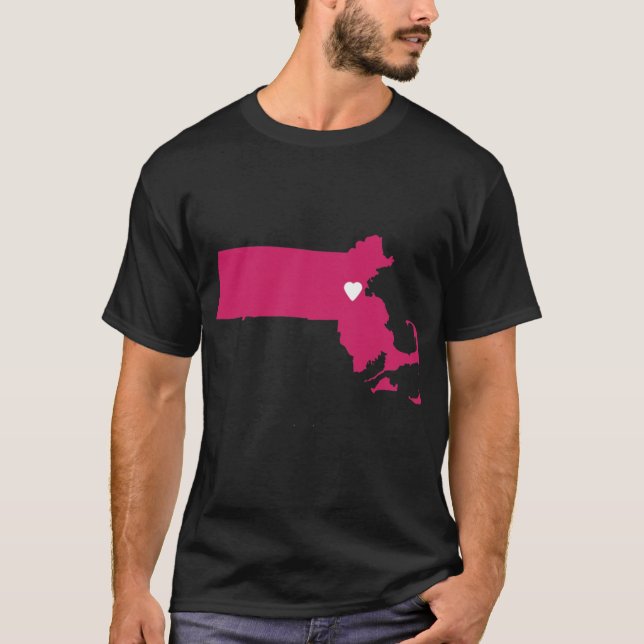 Massachusetts Love in Magenta Oversized T-Shirt (Front)