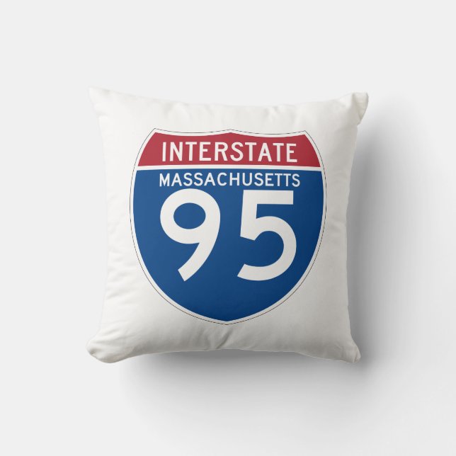 Massachusetts MA I-95 Interstate Highway Shield - Throw Pillow (Front)