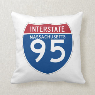 Massachusetts MA I-95 Interstate Highway Shield - Throw Pillow