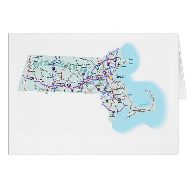Massachusetts Map Blank Card (Front Horizontal)