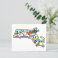 Massachusetts Map Boston Cape Cod Salem Souvenir