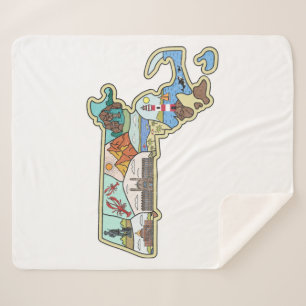 Massachusetts Map Boston Cape Cod Salem Souvenir Sherpa Blanket