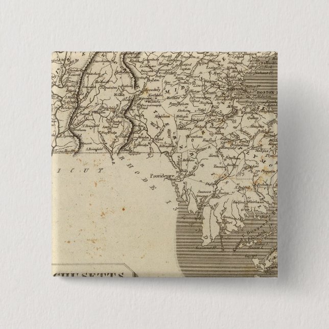 Massachusetts Map by Arrowsmith 2 Inch Square Button (Front)