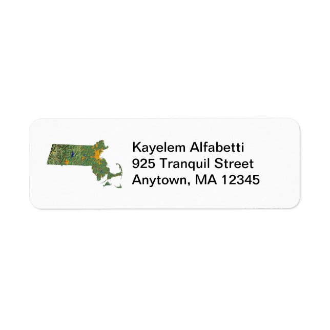 Massachusetts Map Return Address Label (Front)
