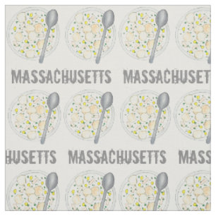 Massachusetts New England Clam Chowder Foodie MA Fabric