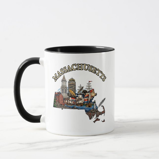 Massachusetts Outline Tattoo Style  Mug (Left)