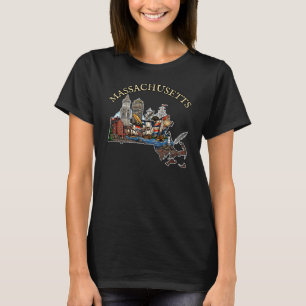 Massachusetts Outline Tattoo Style T-Shirt