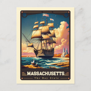 Massachusetts Patriotic Spirit Vintage Postcard