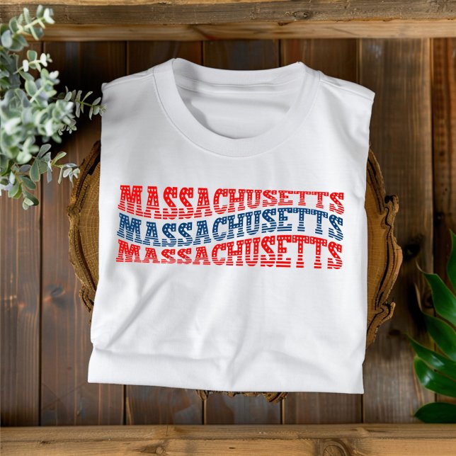 Massachusetts patriotiques T-shirt Boho rouge et b (Créateur téléchargé)