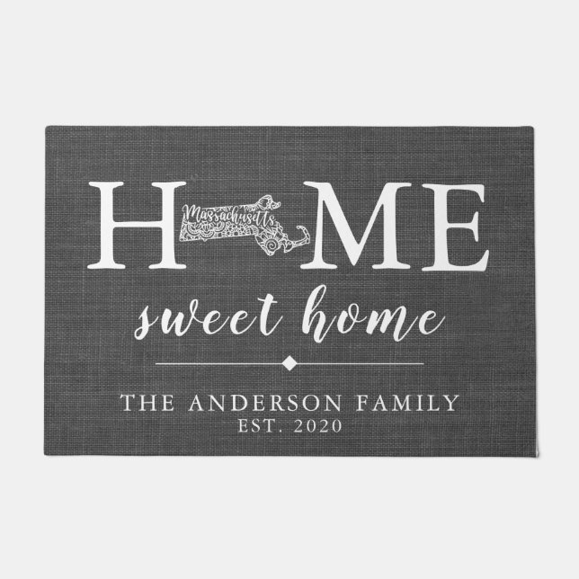 MASSACHUSETTS Personalized State Doormat (Front)