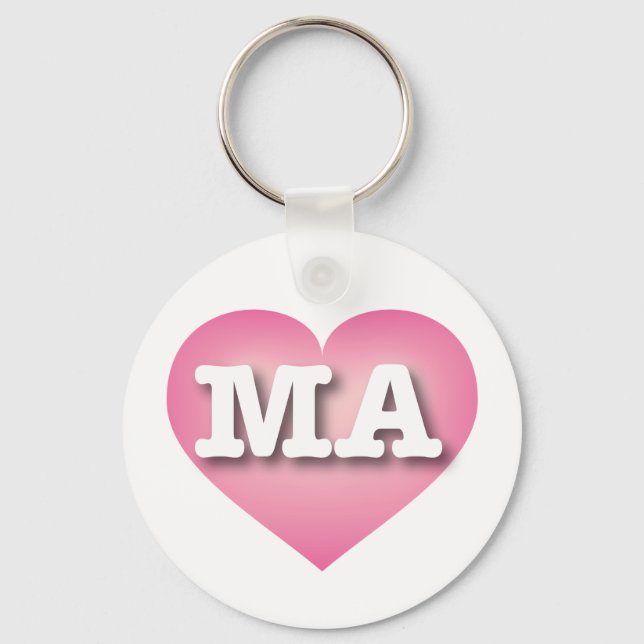 Massachusetts Pink Fade Heart - Big Love Keychain (Front)