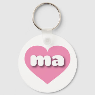 Massachusetts Pink Heart - I love ma Keychain