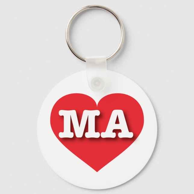 Massachusetts Red Heart - I love MA Keychain (Front)
