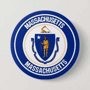 Massachusetts Round Emblem 3 Inch Round Button
