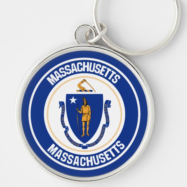 Massachusetts Round Emblem Keychain (Front)