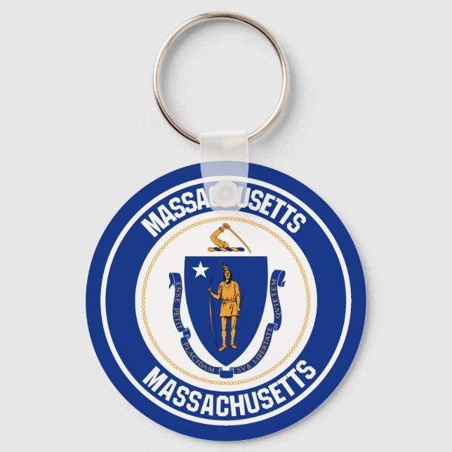 Massachusetts Round Emblem Keychain (Front)