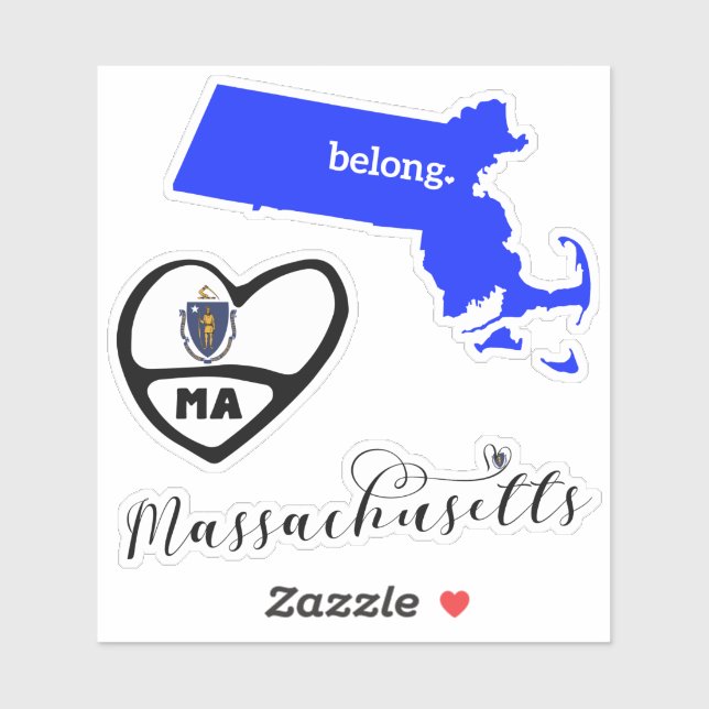 Massachusetts Sheet of Die Cut Stickers (Sheet)