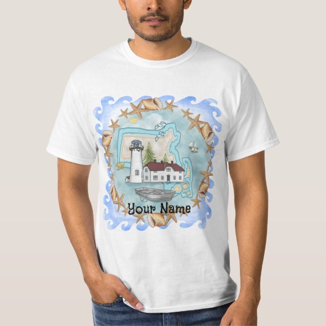Massachusetts Shells Lighthouse  t-shirt (Front)