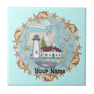 Massachusetts Shells Lighthouse Tile