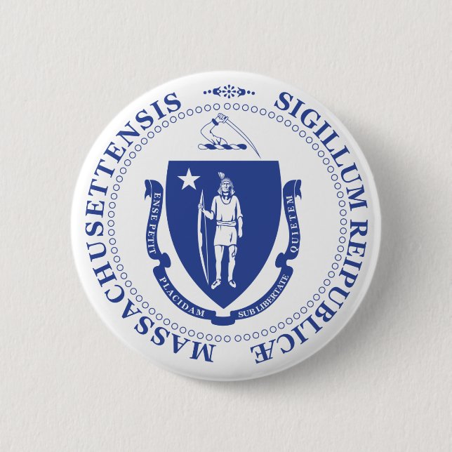 Massachusetts sign 2 inch round button (Front)