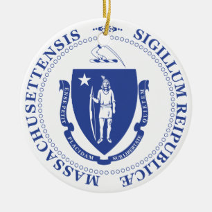 Massachusetts sign ceramic ornament