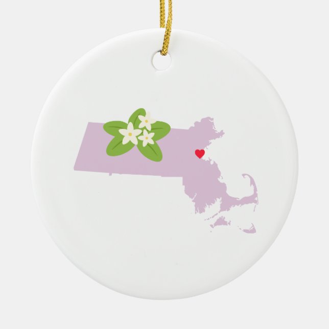 Massachusetts State Ceramic Ornament (Front)