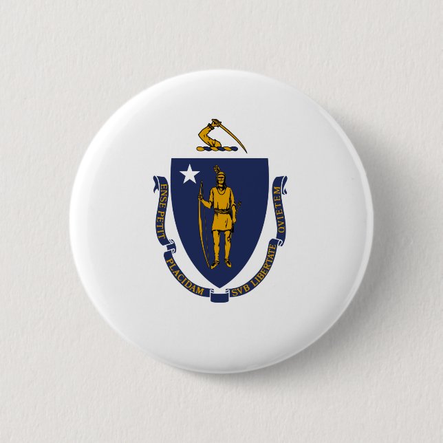 Massachusetts State Flag 2 Inch Round Button (Front)