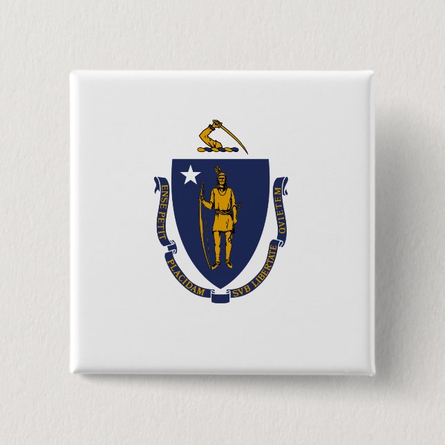 Massachusetts State Flag 2 Inch Square Button (Front)
