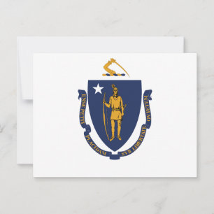 Massachusetts State Flag Bay State Indian & Motto  Postcard