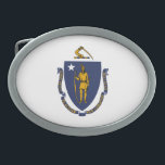 Massachusetts State Flag Belt Buckle<br><div class="desc">Patriotic Massachusetts state flag.</div>