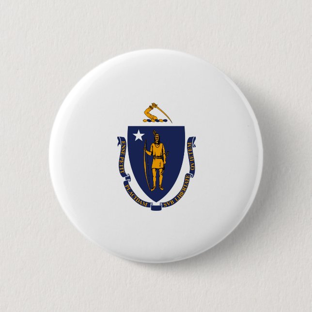 Massachusetts State Flag Design 2 Inch Round Button (Front)