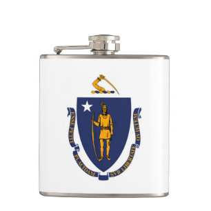 Massachusetts State Flag Design Hip Flask