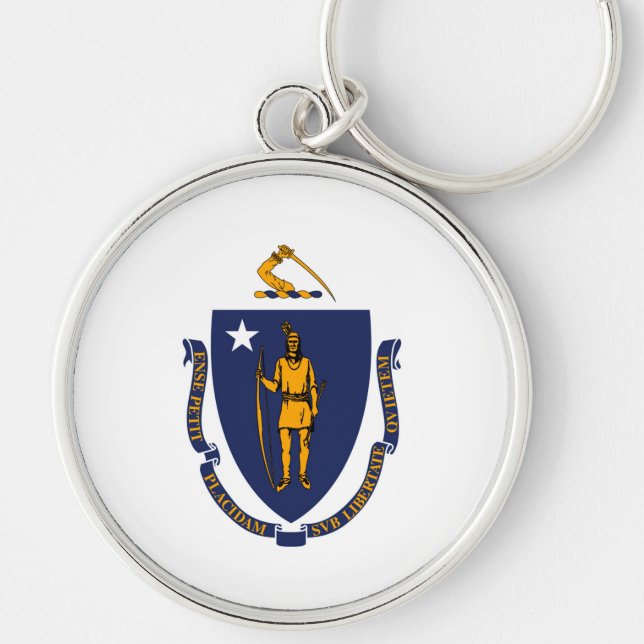 Massachusetts State Flag Design Keychain (Front)