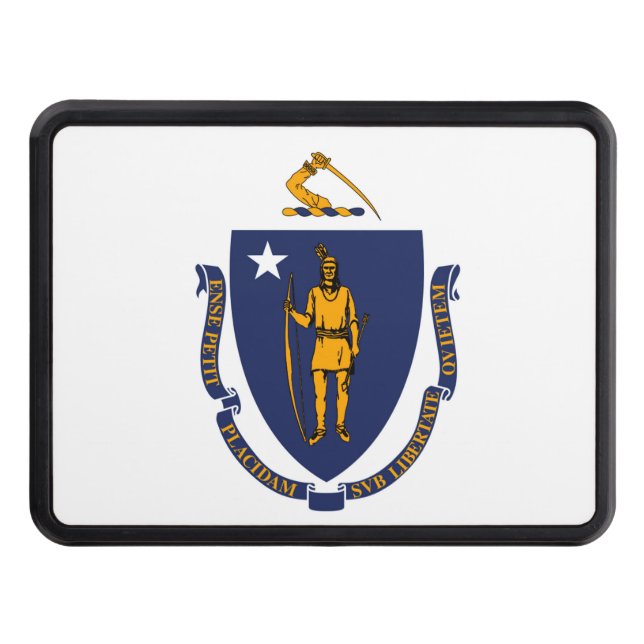 Massachusetts State Flag Design Trailer Hitch Cover (Front)
