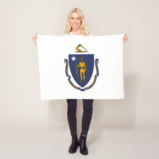 Massachusetts State Flag Fleece Blanket (In Situ)